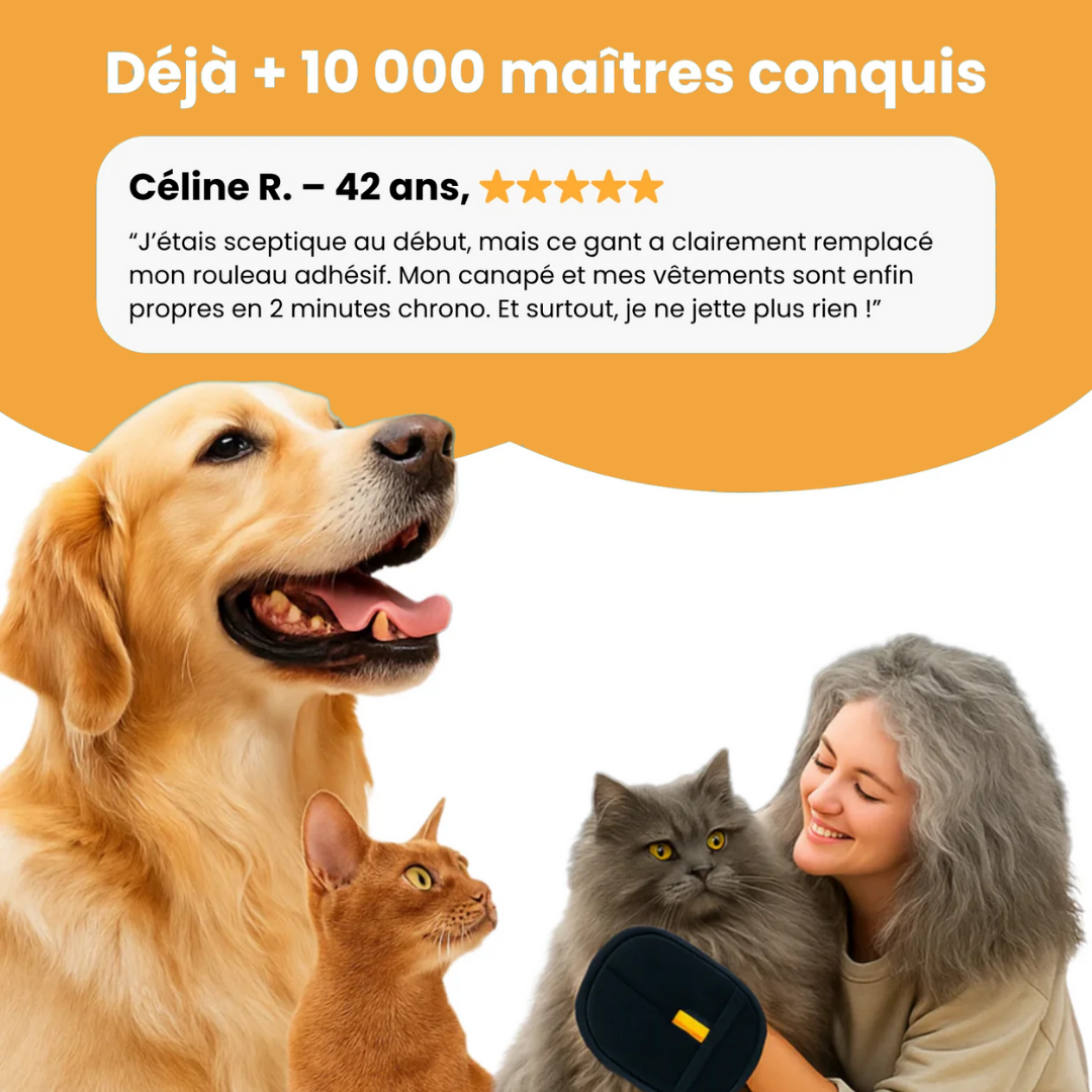 Gant Anti-Poils Chiens et Chats - Réutilisable & Écologique