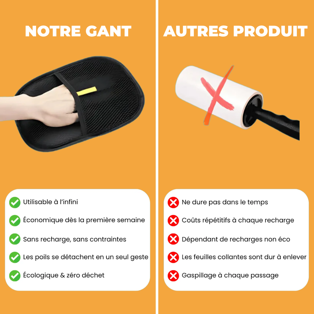 Gant Anti-Poils Chiens et Chats - Réutilisable & Écologique
