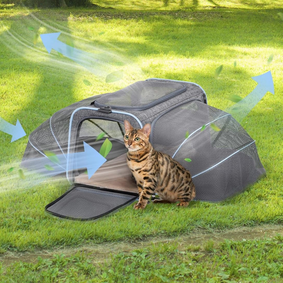 Sac transport chat - Extensible 3-en-1 avec zones d’aération filet