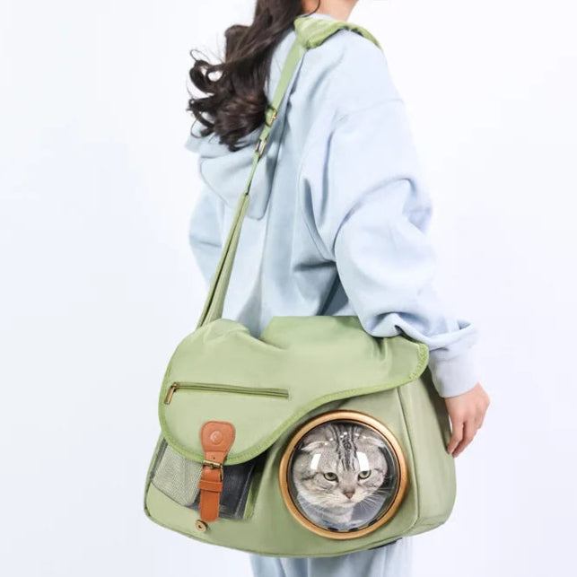 Sac transport chat - Style bandoulière élégant avec hublot rigide