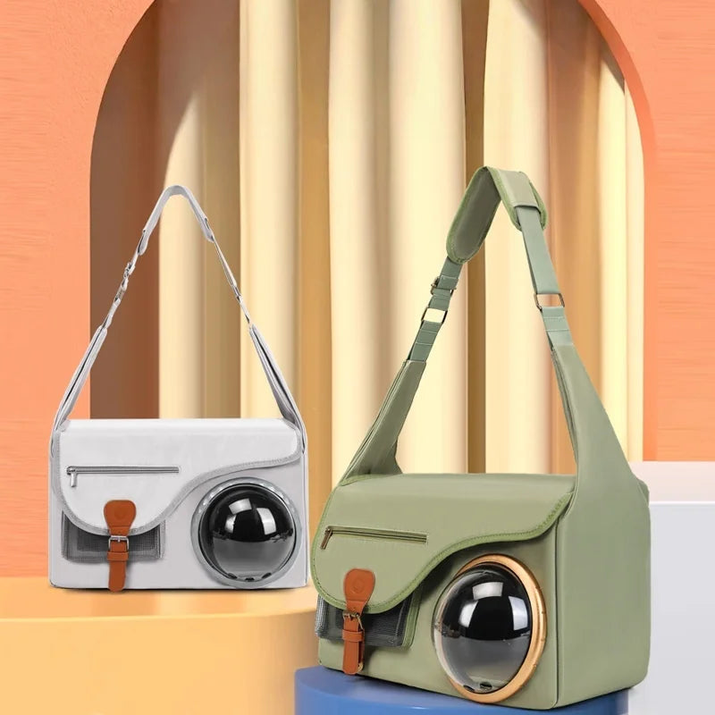 Sac transport chat - Style bandoulière élégant avec hublot rigide