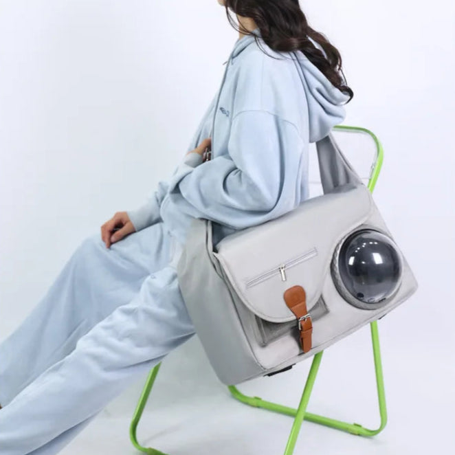 Sac transport chat - Style bandoulière élégant avec hublot rigide
