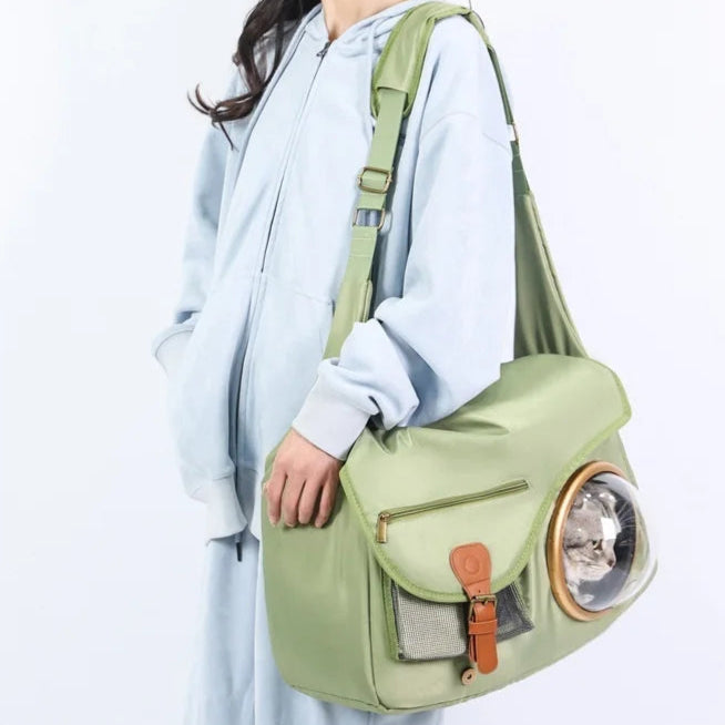 Sac transport chat - Style bandoulière élégant avec hublot rigide