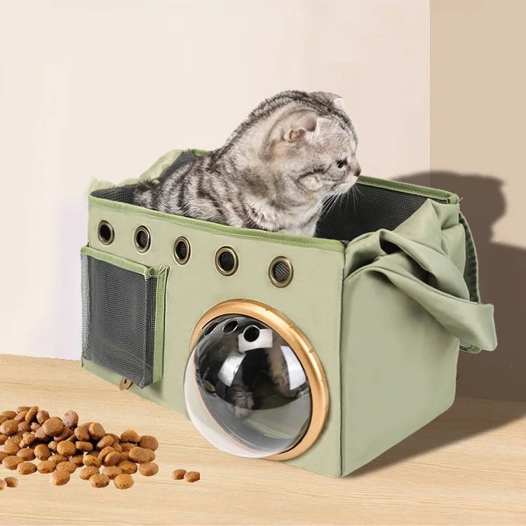 Sac transport chat - Style bandoulière élégant avec hublot rigide