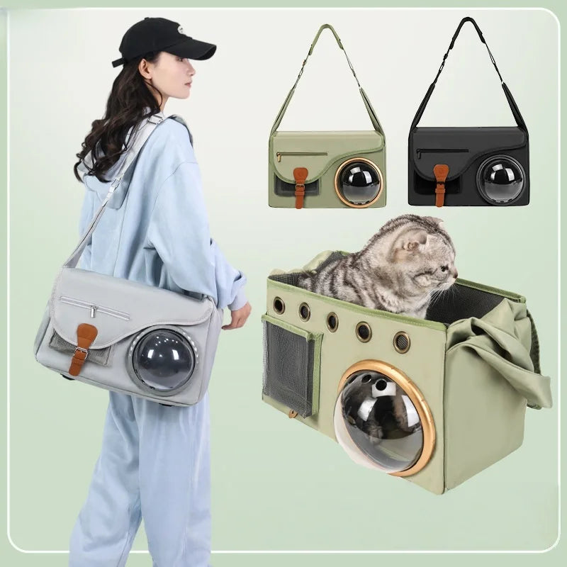 Sac transport chat - Style bandoulière élégant avec hublot rigide