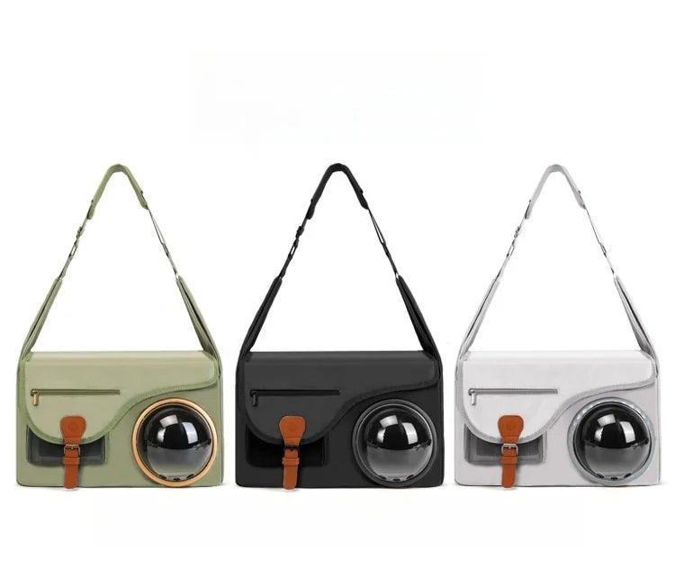 Sac transport chat - Style bandoulière élégant avec hublot rigide