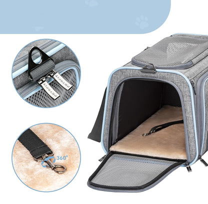 Sac transport chat - Extensible 3-en-1 avec zones d’aération filet