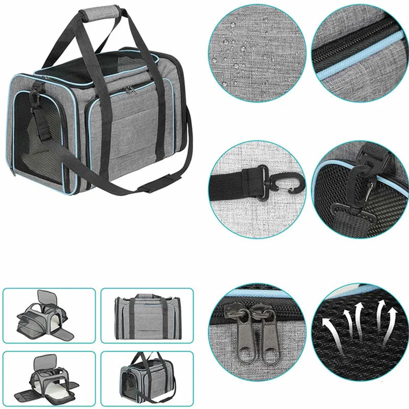 Sac transport chat - Extensible 3-en-1 avec zones d’aération filet